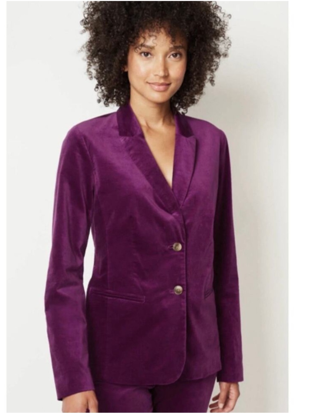 J. Jill Sugarbeet Purple Velvet Blazer Jacket Sz L Stretch Cotton Career NWOT
